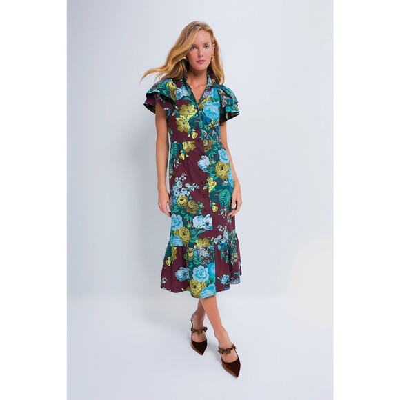 TUCKERNUCK Oxblood Verdant Floral Alice Dress Size M NWT Retail $298 Tuckernuck - Picture 5 of 6